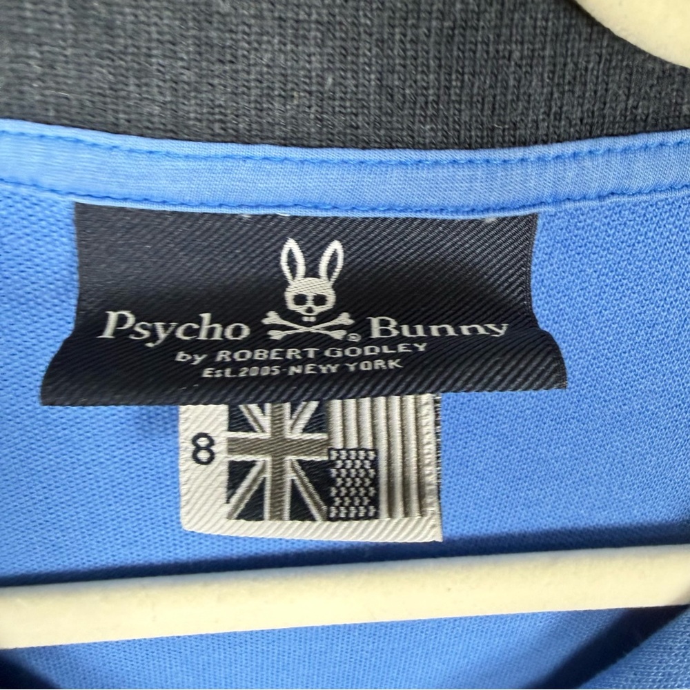 Psycho Bunny Polo Mens XXL Blue Black White Checkered Collared Preppy Office Top - Picture 5 of 7